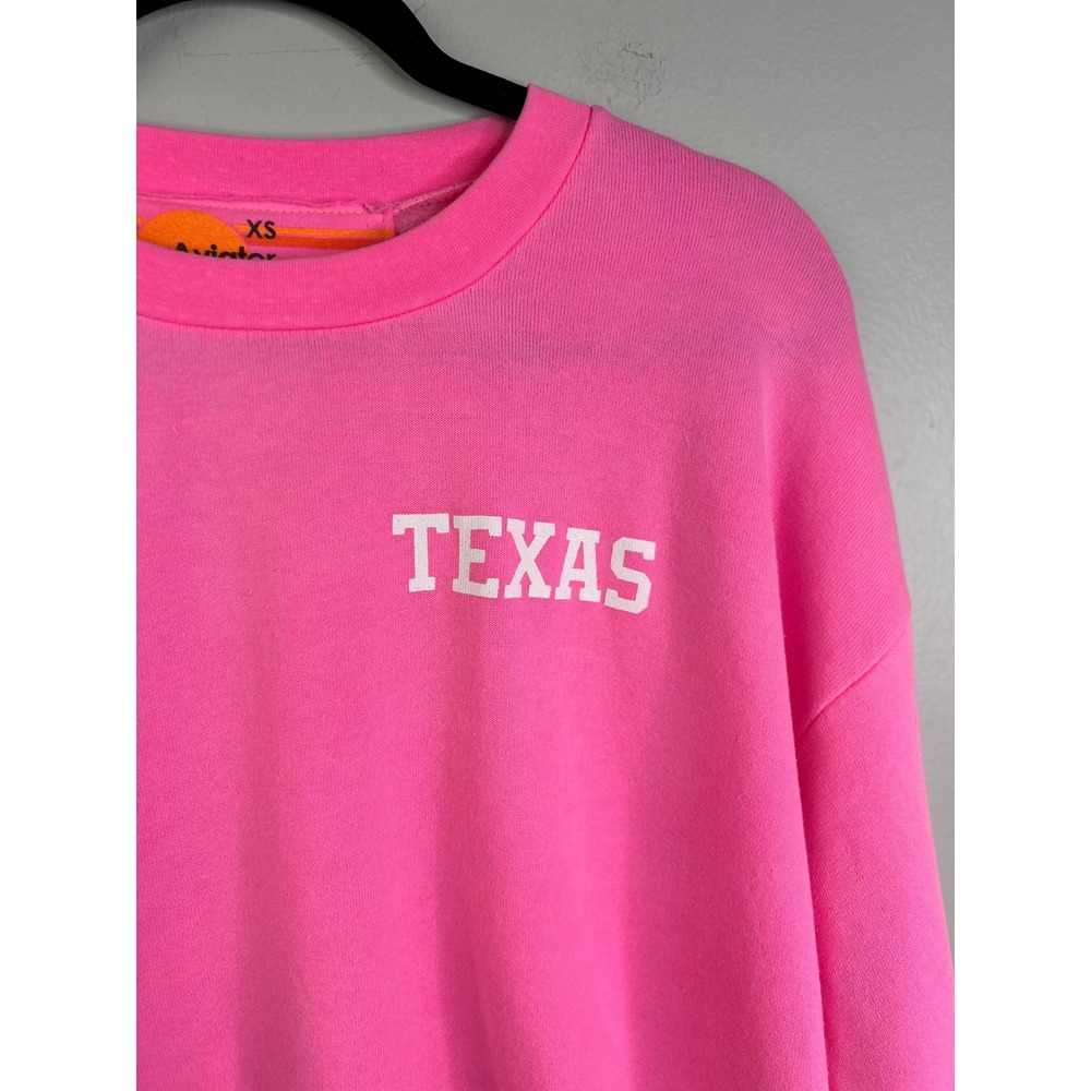 Aviator Nation University of Texas Neon Pink Rainbow Striped Sweatshirt XS Bolt - Picture 5 of 11
